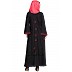 Embroidered Umbrella cut Nida abaya- Black-Red